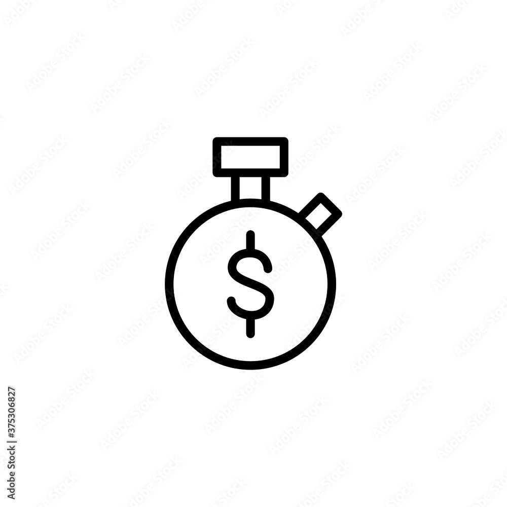 Time is money Icon in black line style icon, style isolated on white background Time is money Icon in black line style icon, style isolated on white background