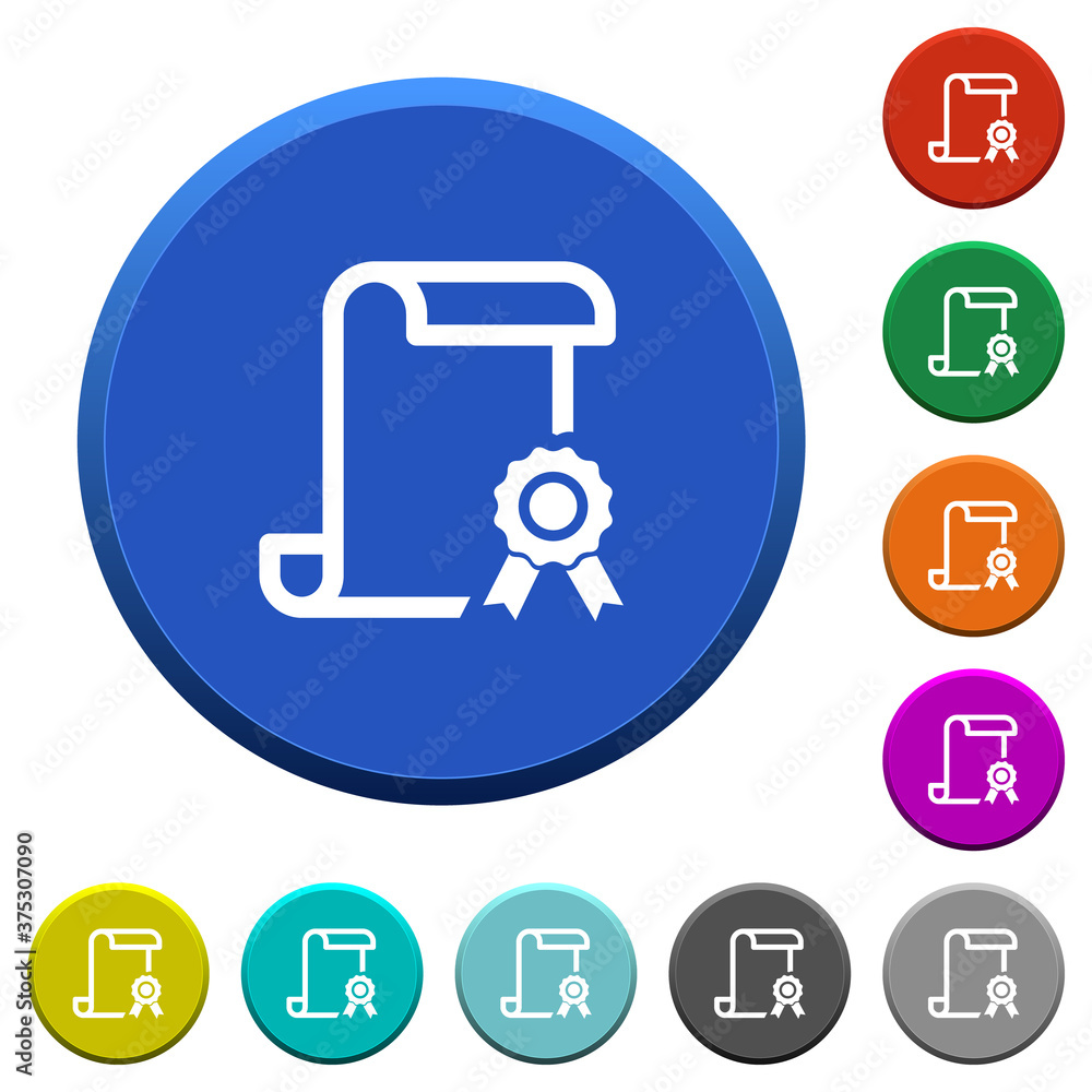 Scroll with certificate on right beveled buttons Scroll with certificate on right beveled buttons