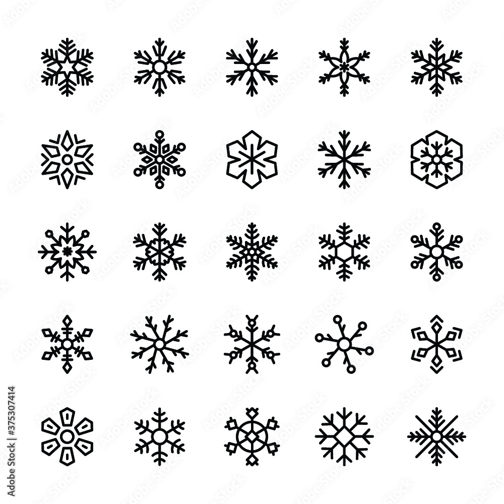 Snowflake Line Icons Collection 