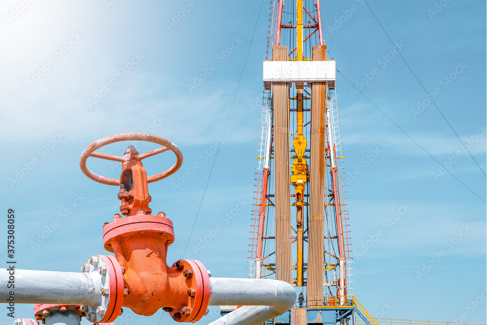Oil and Gas Drilling Rig. Oil drilling rig operation on the oil