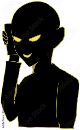 詐欺の電話で人を騙す悪い人のイラスト