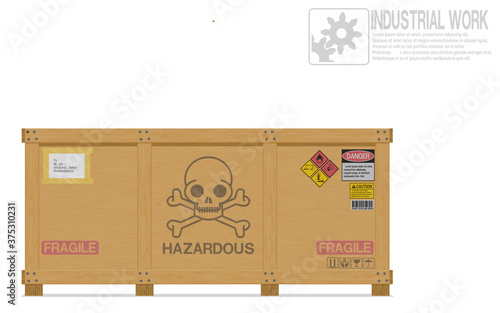 Isolated hazardous material in the wooden crate