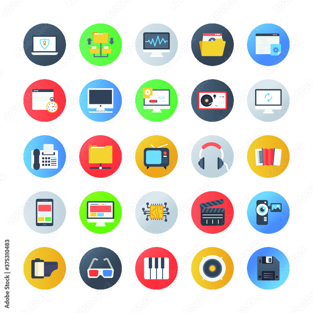 Flat Rounded Entertainment Icons Flat Rounded Entertainment Icons
