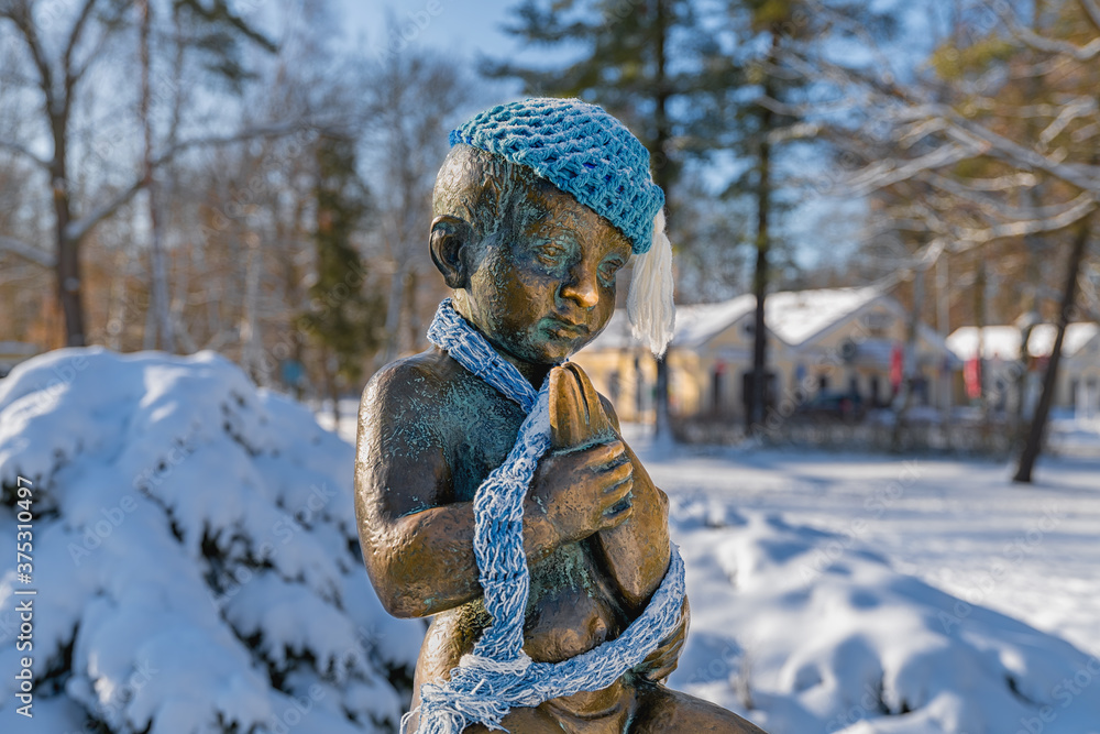 Sculpture of the small boy Francis (Frantisek) - Attribute of the small west Bohemian spa town Frantiskovy Lazne (Franzensbad) - Czech Republic