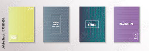 Folded Minimal Cover Vector Set. 80s Neon Music Poster. Textured 