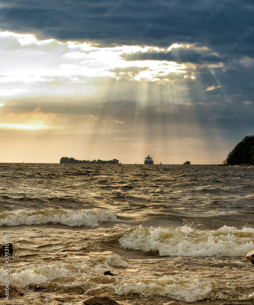 Beautiful seascape and water waves.
