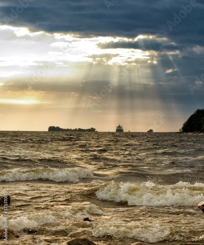 Obraz na płótnie Beautiful seascape and water waves. w salonie