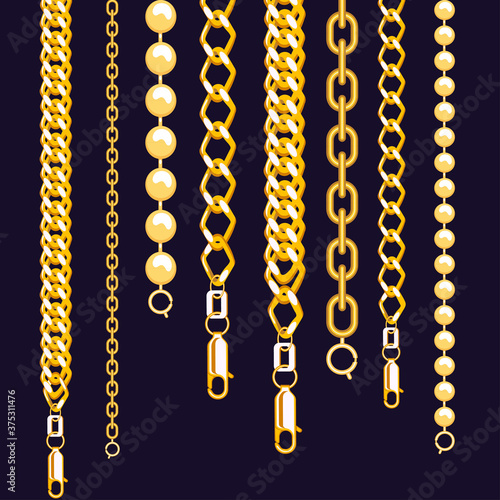 gold chains with locks on a dark blue background