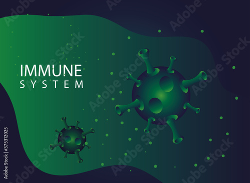 immune system with virus cell