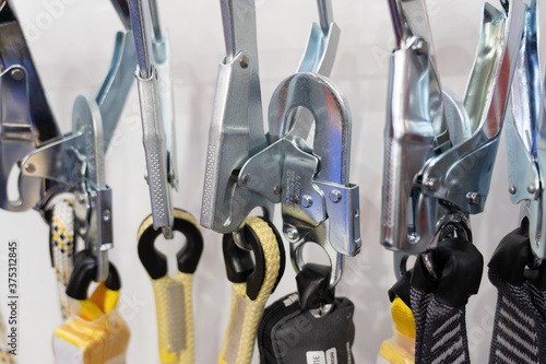 safety hooks on the row close up	
