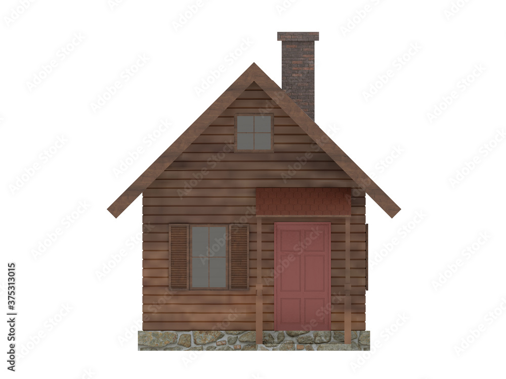 wooden house isolated on white