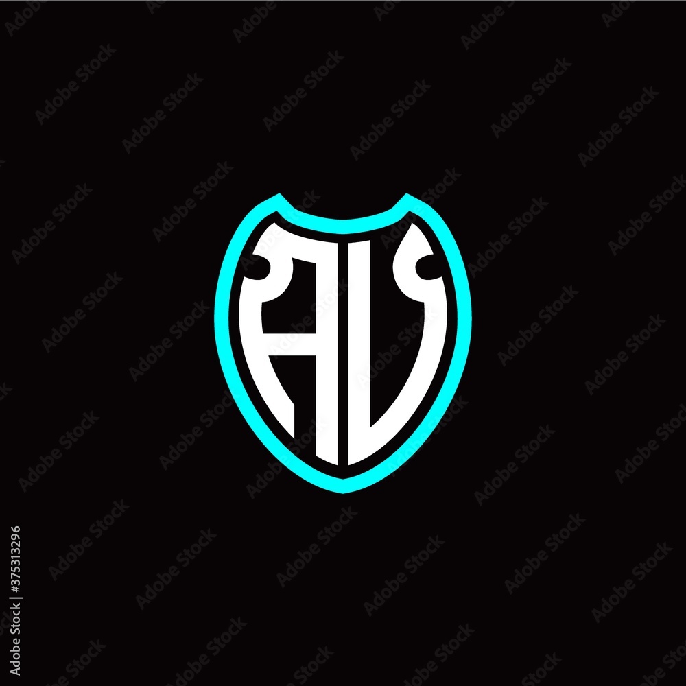 Initial A V letter with shield modern style logo template vector Initial A V letter with shield modern style logo template vector