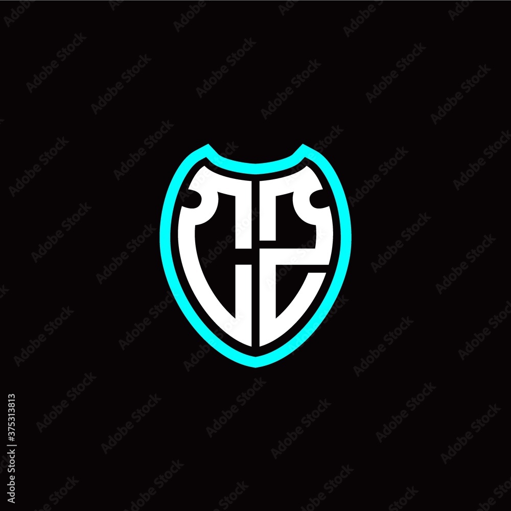 Initial C Z letter with shield modern style logo template vector Initial C Z letter with shield modern style logo template vector