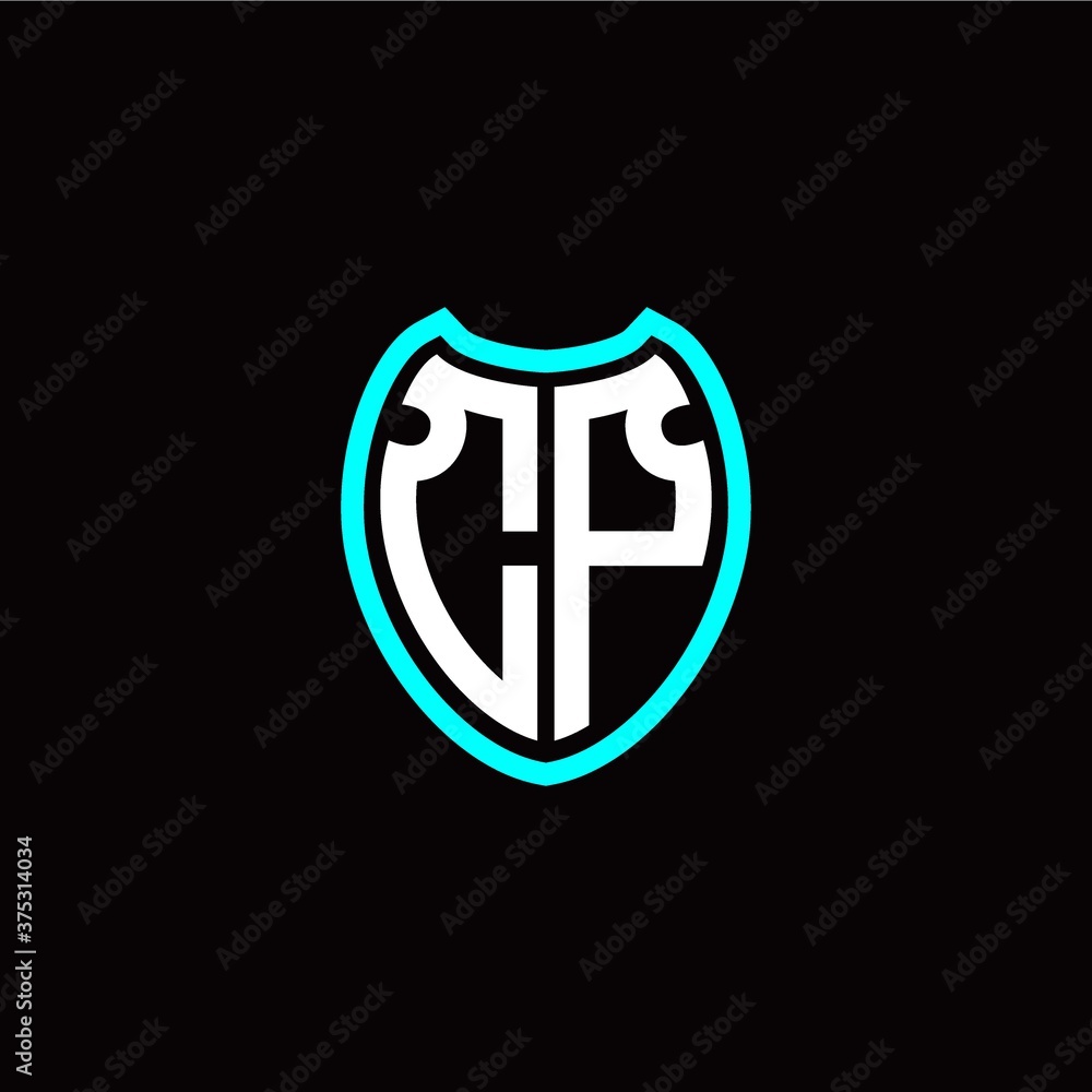 Initial C P letter with shield modern style logo template vector Initial C P letter with shield modern style logo template vector