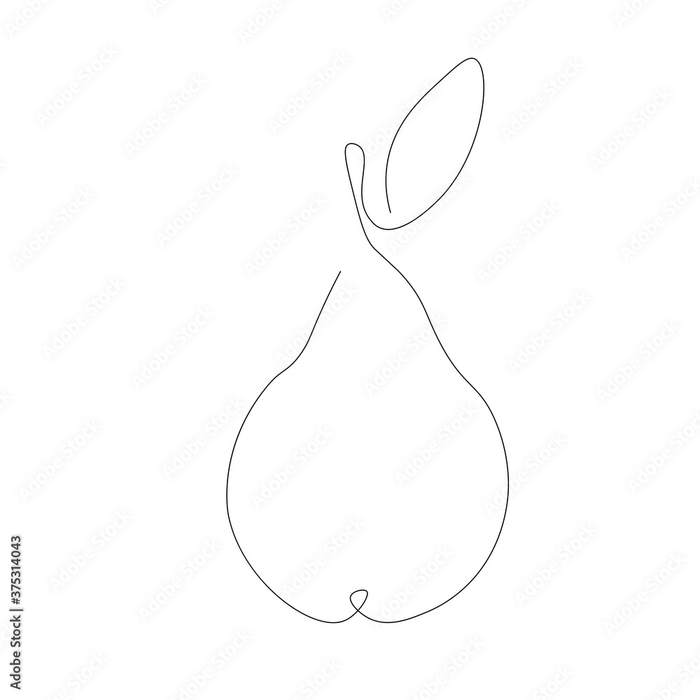 Pear continuous line draw. Vector illustration