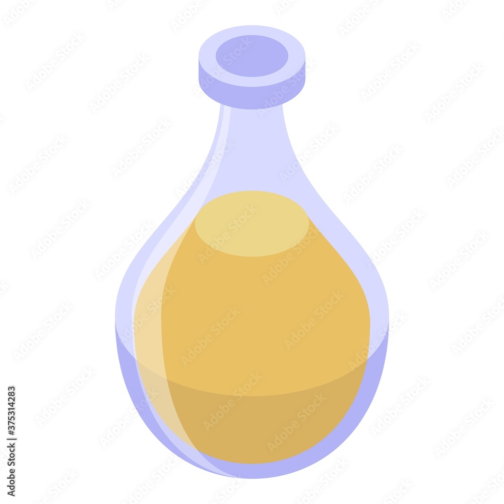 Essential oils flask icon. Isometric of essential oils flask vector icon for web design isolated on white background Essential oils flask icon. Isometric of essential oils flask vector icon for web design isolated on white background