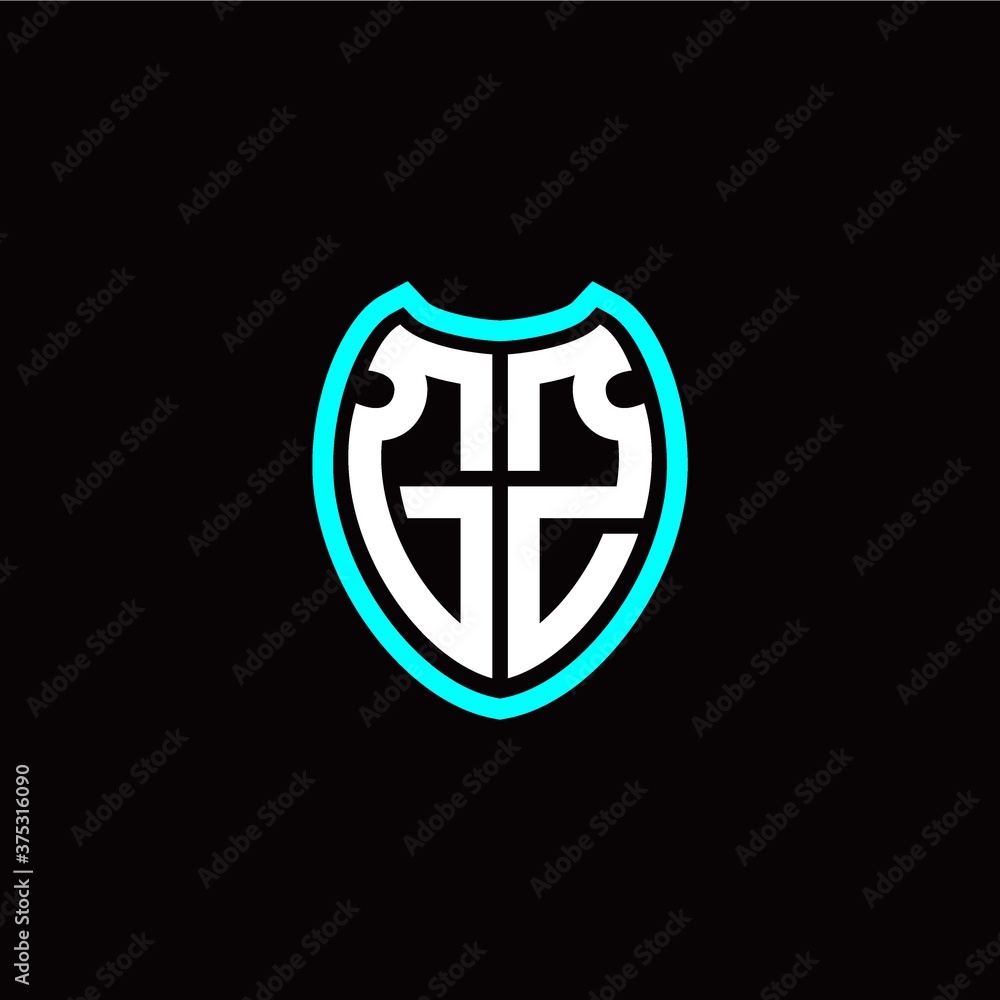 Initial G Z letter with shield modern style logo template vector Initial G Z letter with shield modern style logo template vector