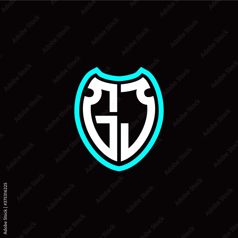 Initial G J letter with shield modern style logo template vector Initial G J letter with shield modern style logo template vector
