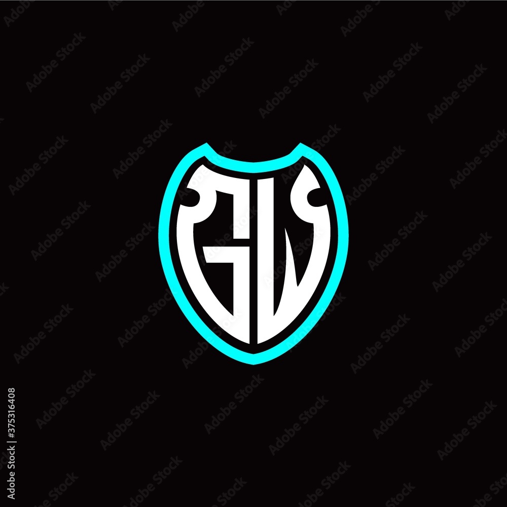 Initial G W letter with shield modern style logo template vector Initial G W letter with shield modern style logo template vector