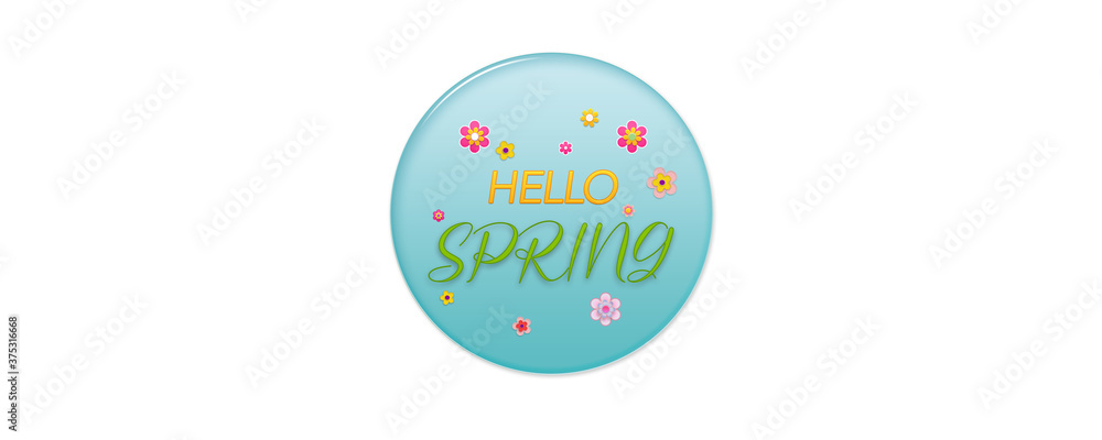 Hello Spring banner isolated white background