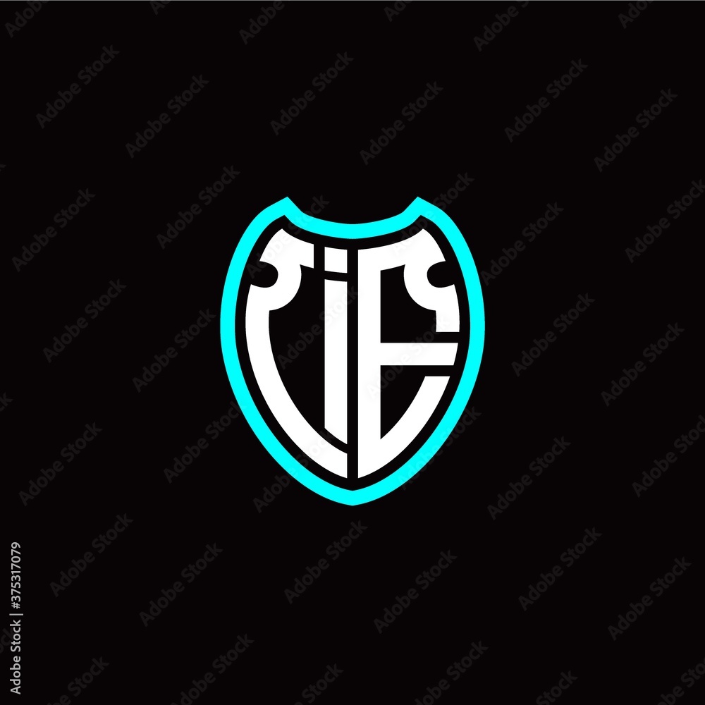 Initial I E letter with shield modern style logo template vector Initial I E letter with shield modern style logo template vector