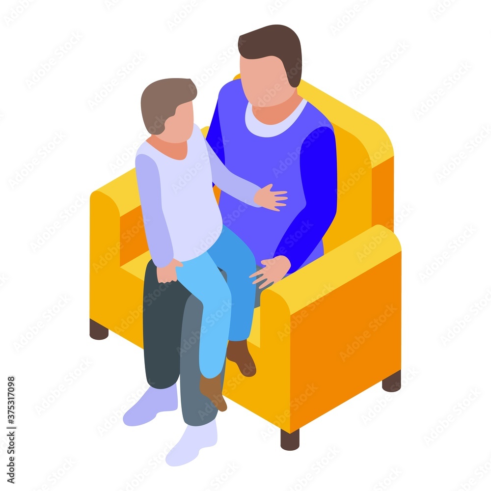 Family moments father kid icon. Isometric of family moments father kid vector icon for web design isolated on white background Family moments father kid icon. Isometric of family moments father kid vector icon for web design isolated on white background
