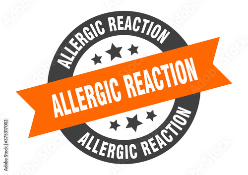 allergic reaction sign. round ribbon sticker. isolated tag