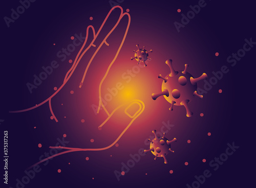 human hand stops virus cells