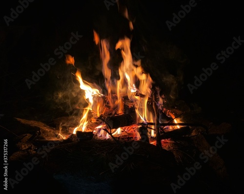 A fire burning at the night