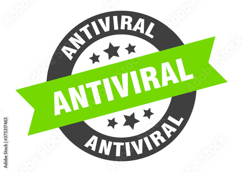 antiviral sign. round ribbon sticker. isolated tag