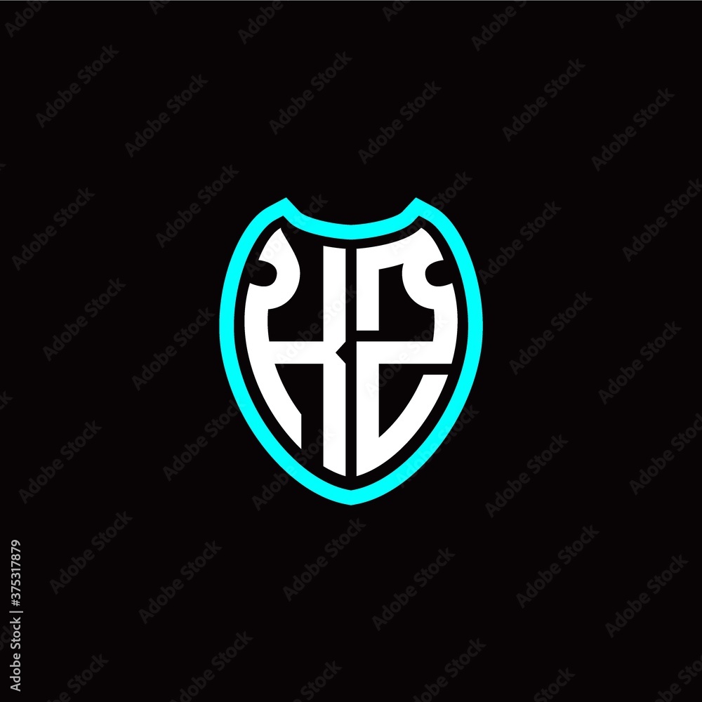 Initial K Z letter with shield modern style logo template vector Initial K Z letter with shield modern style logo template vector