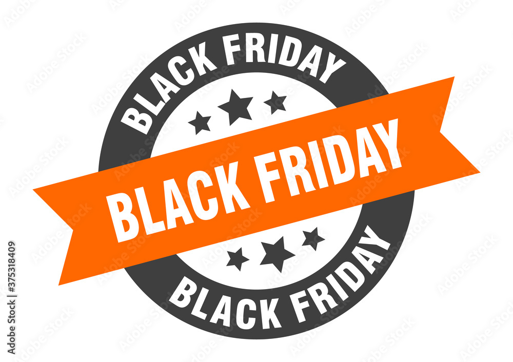 Fototapeta premium black friday sign. round ribbon sticker. isolated tag