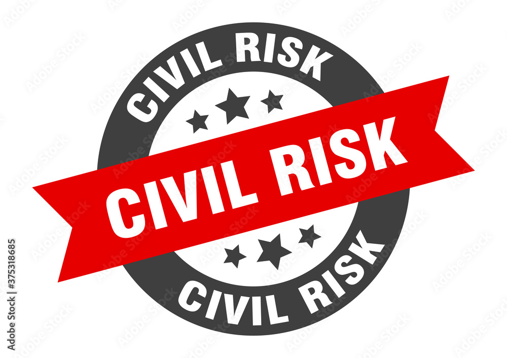 Fototapeta premium civil risk sign. round ribbon sticker. isolated tag