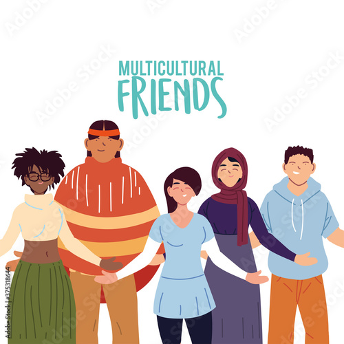 indian woman and black man cartoons vector design