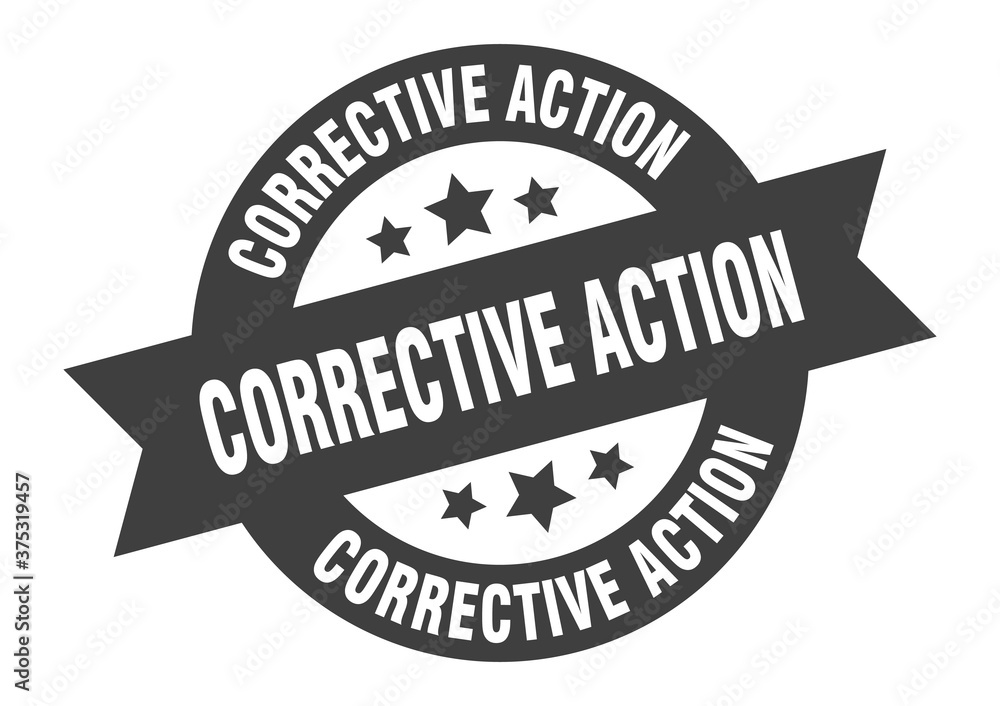Fototapeta premium corrective action sign. round ribbon sticker. isolated tag