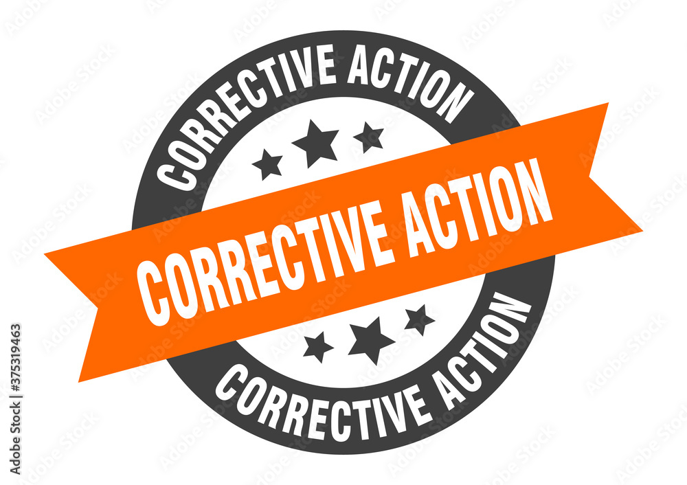 Fototapeta premium corrective action sign. round ribbon sticker. isolated tag