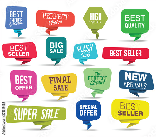 Collection of sale discount and promotion banners and labels