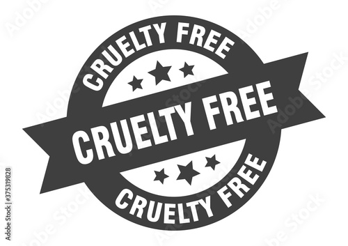 cruelty free sign. round ribbon sticker. isolated tag