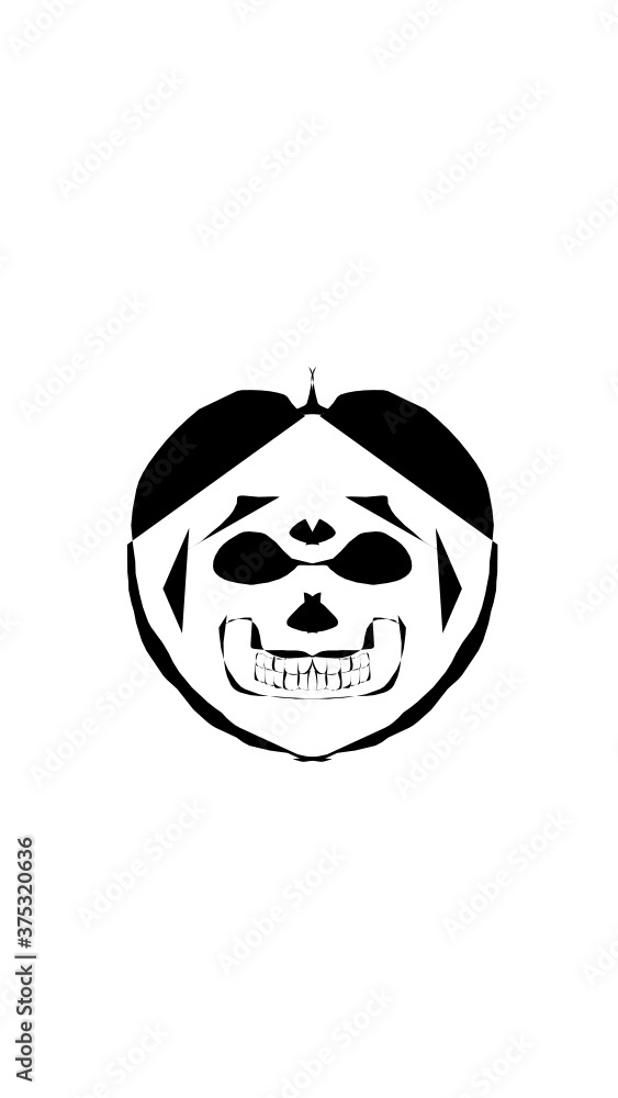 Fototapeta premium pumpkin illustration with scary skull face. very suitable for halloween celebrations