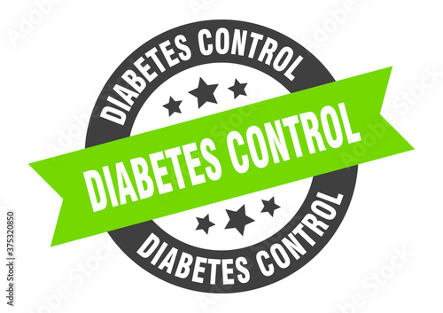 diabetes control sign. round ribbon sticker. isolated tag