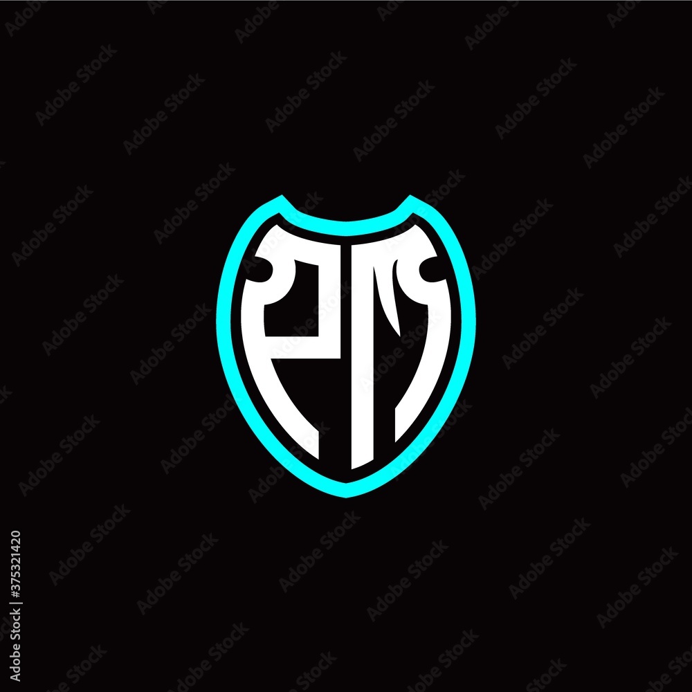 Initial P M letter with shield modern style logo template vector Initial P M letter with shield modern style logo template vector