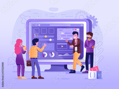 Web Site New Features Presentation Flat Concept