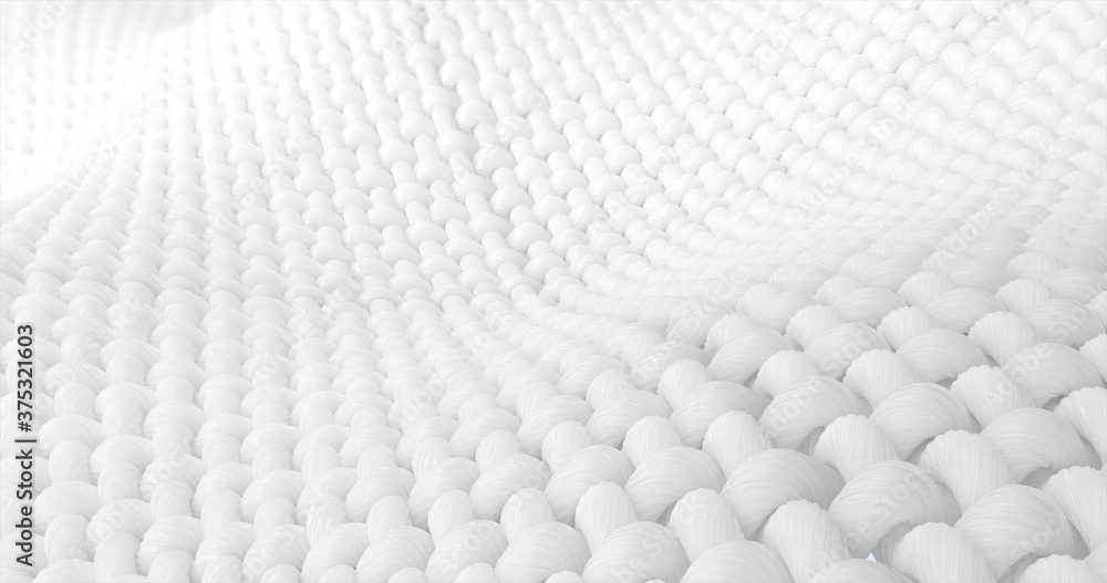 Fototapeta premium Close-up fabric fiber. Fibers with a spiral surface And that surface is a wave. 3D illustration.