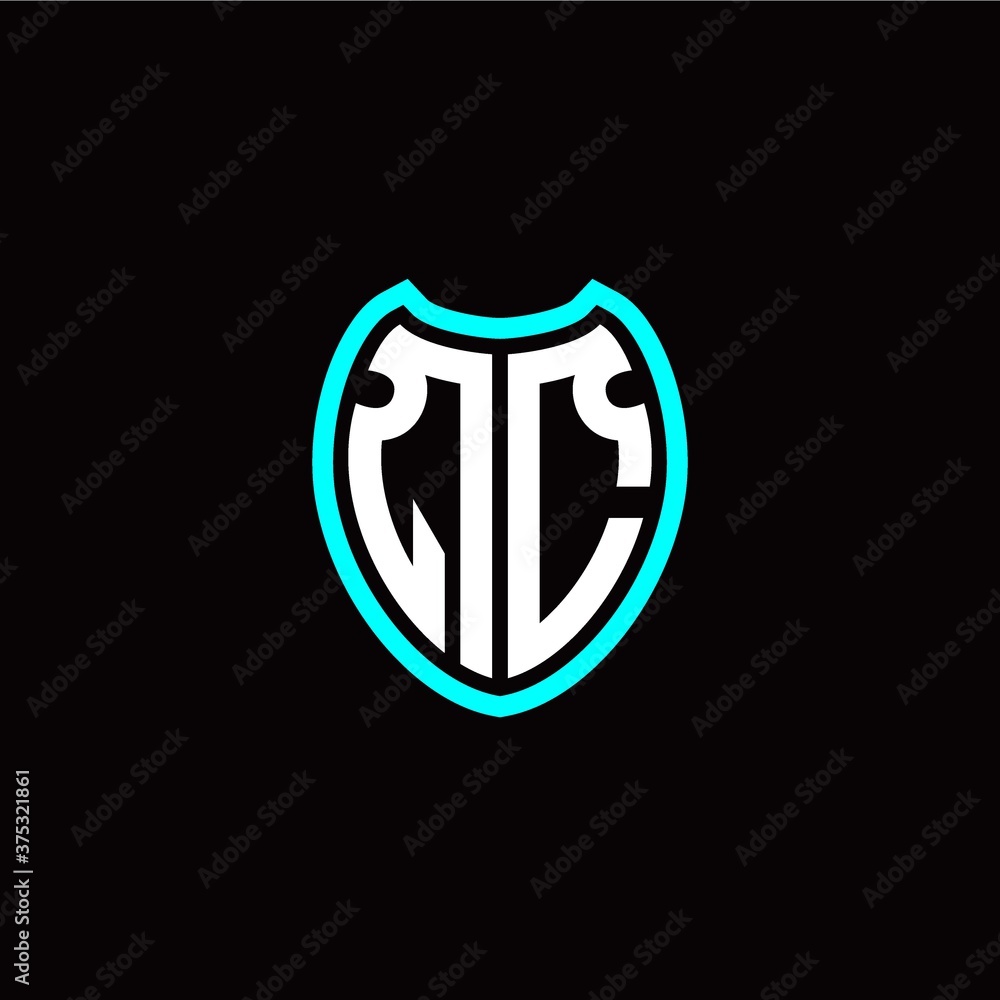 Initial Q C letter with shield modern style logo template vector Initial Q C letter with shield modern style logo template vector