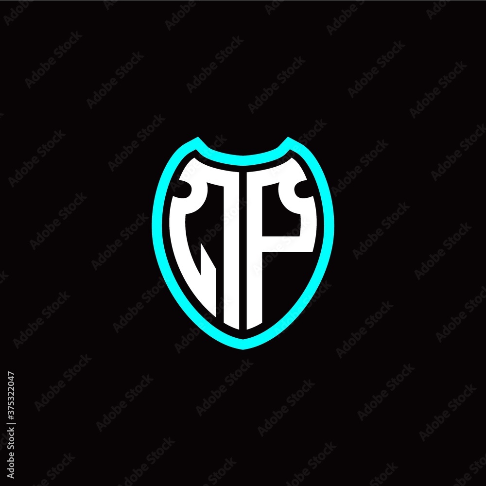 Initial Q P letter with shield modern style logo template vector Initial Q P letter with shield modern style logo template vector