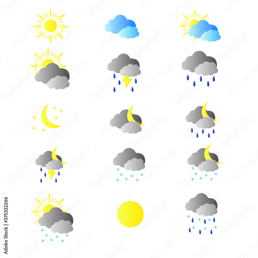 Weather icons set, vector illustration