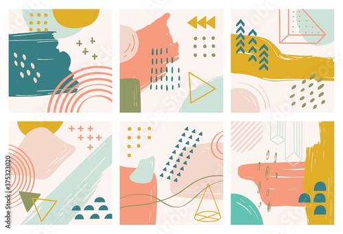 Set of contemporary background vector illustration, Doodle art backdrop