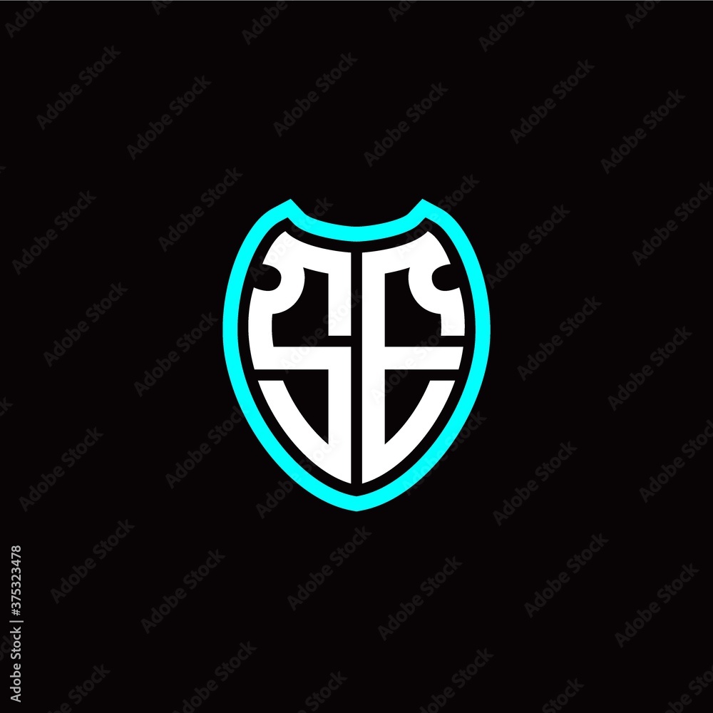 Initial S E letter with shield modern style logo template vector