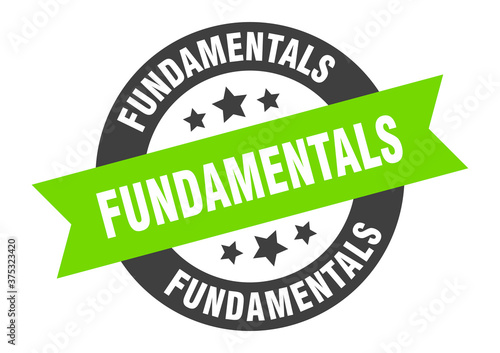 fundamentals sign. round ribbon sticker. isolated tag