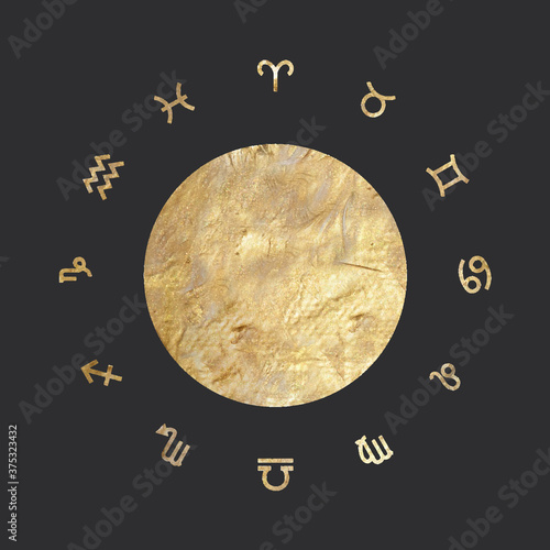 chic golden luxurious retro vintage engraving style. image of the sun and moon phases. culture of occultism. Vector graphics